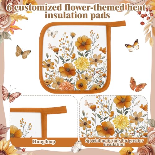 12 Pcs Pot Holders with Pocket (Pastel / Flower)