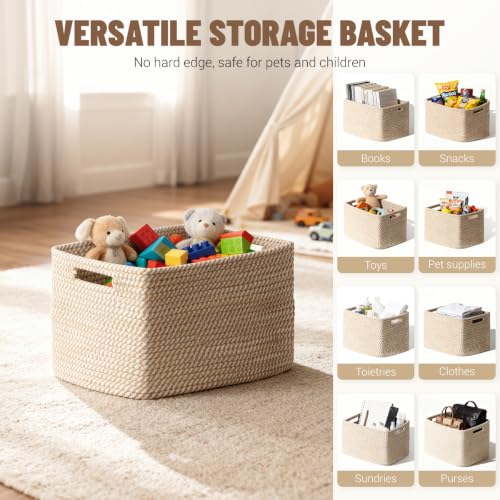 5 Pack Woven Storage Baskets (Khaki)
