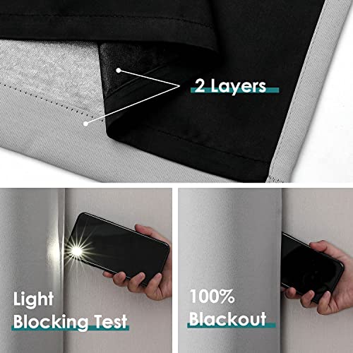 100% Blackout Curtains for Bedroom 95 Inches Long 2 Panels Set (52"W x 95"L (Pack of 2) / Light Grey)