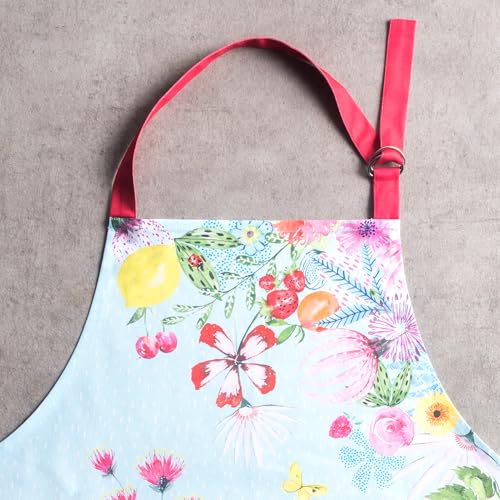 Aprons for women with Pocket 100% Cotton Pack of 1 (116 - Jardin D'ete - Mint)