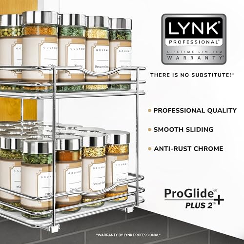 Pull Out Spice Organization for Cabinets (Chrome / 8-1/4" - 2 Tier)