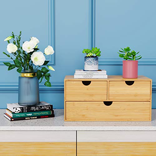 Bamboo Desk Organizer with Drawers (3 Drawers-up down)