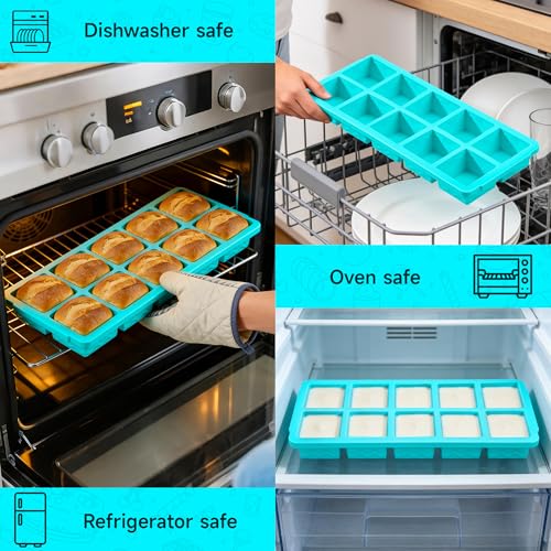 2 Tbsp Ice Cube Tray with lid (10-cube,blue)