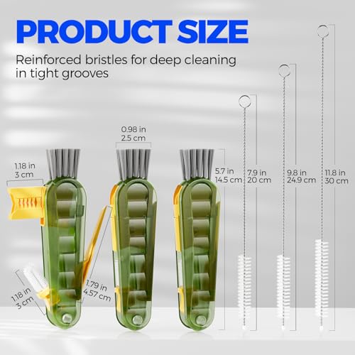 6 Pack 4 in 1 Cup Lid Cleaning Brush 3 Straws Bottle Brush (Olive)
