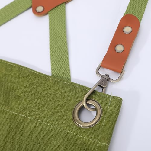 Aprons for Women Men with Large Pockets (Army Green)