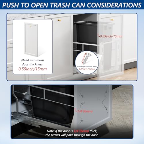 Pull Out Trash Can Cabinet with Soft (Single / Silver)