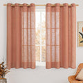 45 Inch Length Semi Sheer Linen Curtains for Bedroom (52"W x 45"L (Pack of 2) / Terracotta)