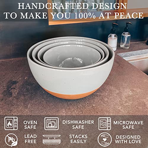 Ceramic Large Mixing Bowls (Earl Grey / 5.5 & 3.6 qt)