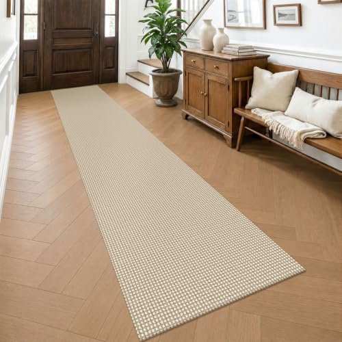 Cotton 2x14 Runners Rugs for Hallway (Oatmeal Beige / 2' x 14' (Runner))