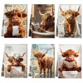 6 Highland Cow Kitchen Towels with Hanging Loop (Bathroom)