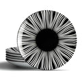 Black and White Striped Ceramic Plates Set of 6 (Black plates with white stripes / 10 inch)