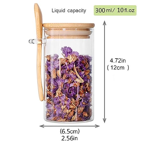 Glass Jar with Bamboo Lid and Spoon (Round/10oz*8/Bamboo Lid)