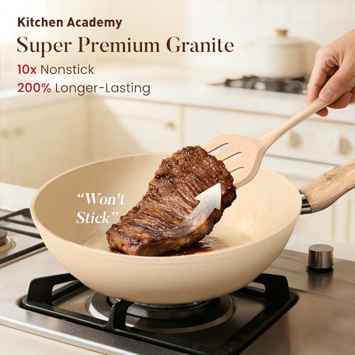 Beige Pots and Pans Set Non Stick (Beige / 12 PCS Cookware Set)