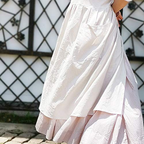 Cotton Linen Apron Cross Back Apron for Women with Pockets Pinafore Dress (2 Pack-red+white)