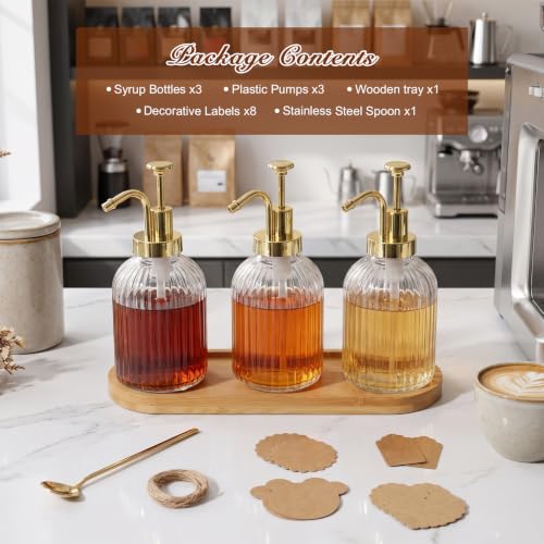 Coffee Syrup Dispenser for Coffee Bar (Set of 3)