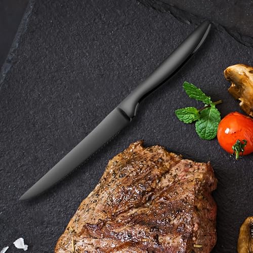 Serrated Steak Knives Set of 8 (Only Knives / Black for 8)