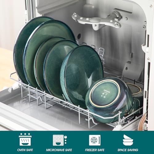 Starry Plates and Bowls Sets for 6 (Green / 24 Pcs (Service for 6))