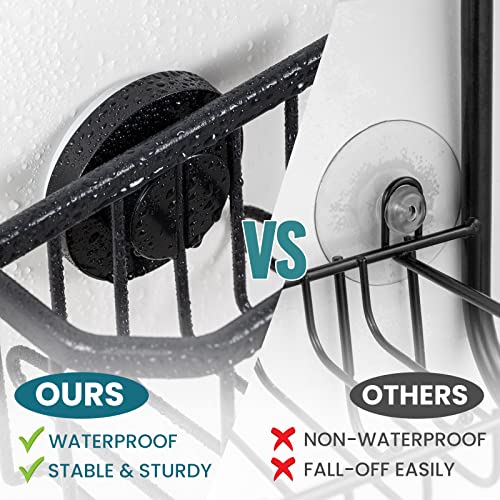 Sponge Holder for Kitchen Sink with Strong Suction Cup (6.1" x 3.5" / Black)