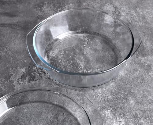 Round Tempered Glass Casserole Dish with Lid (3QT)