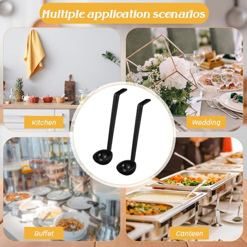 6 Pcs 1 Oz Small Ladle for Serving Sauce 8.07 Inches Plastic Mini Ladles Long Handle Spoon for Serving Sauce (Black / 8.07 Inch)