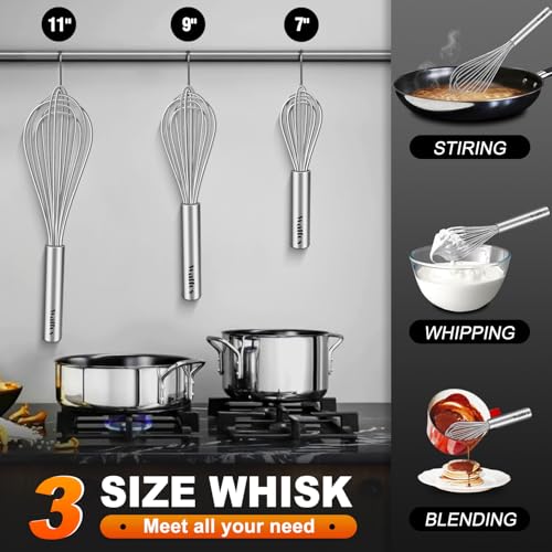 Whisk 304 Stainless Steel whisk (7+9+11 in)