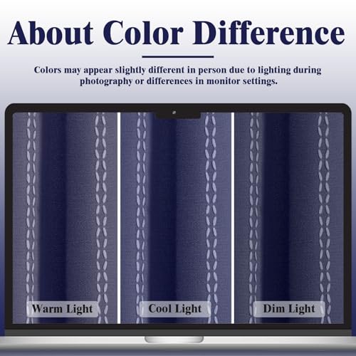 Navy Blue 100% Boho Blackout Curtains 2 Panels 52W X 82L (Navy Blue / 52"W x 82"L (Pack of 2))
