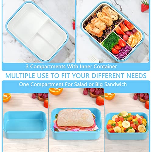 Bento Lunch Box for Adults Kids (Blue)