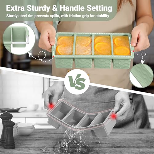 Silicone Freezer Trays with Lid for Soup (Green)