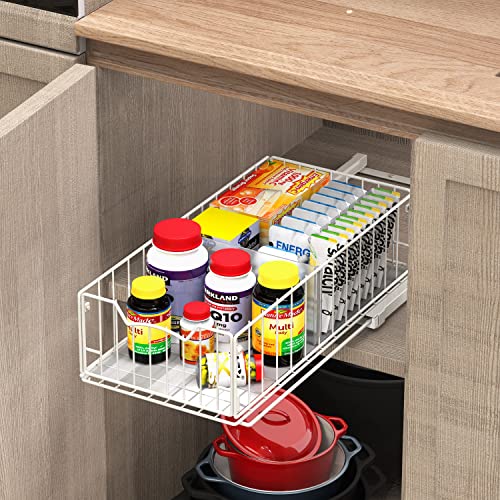 Pull Out Cabinet Sliding Basket (White)