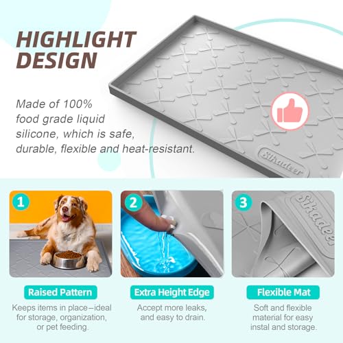 Waterproof Under Sink Mat 25" x 22" Silicone Mat Cabinet Protector (Gray / 25"W x 22"L)