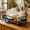 Dish Drying Rack with Drainboard for Kitchen Counter (Black 3 / 11''W x 15''L)