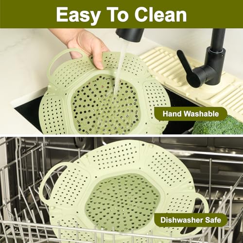 Large Collapsible Silicone Steamer Basket (Green)