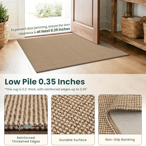 Boho Runners for Hallways 3x10 ft Washable Kitchen Runner Non Slip Rubber Backed Hallway Rugs Cotton Entryway Runner Rug for Indoor Hall (Orange Beige/Tan/Brown / 3' x 10' (Runner))