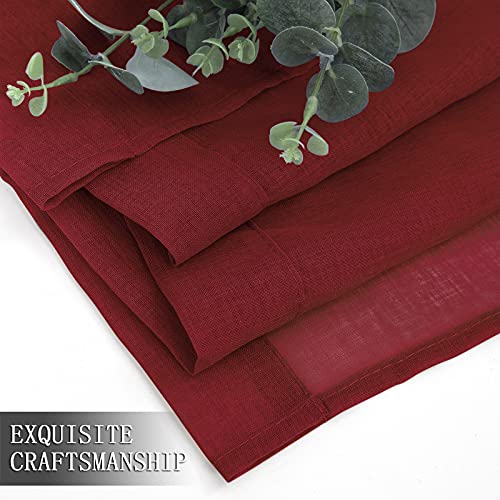 Sheer Curtain Linen Textured Living Room Curtains Sheer Light Filtering Rod Pocket Voile Curtain for Bedroom (54"W x 72"L (Pack of 2) / Burgundy Red)
