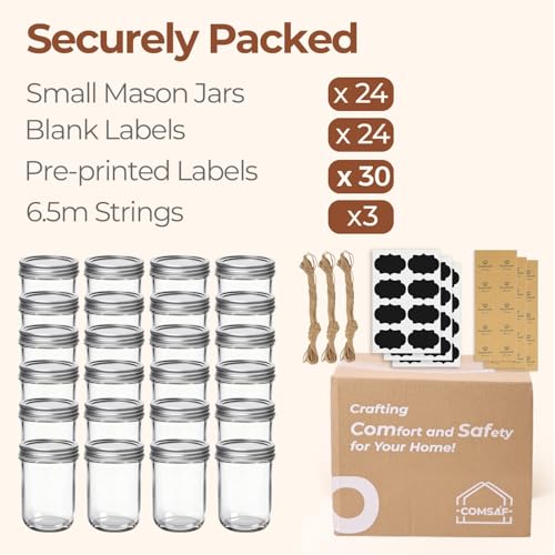 8 oz Mason Jars Bulk Set (8 fl oz x 24 - Regular Mouth)