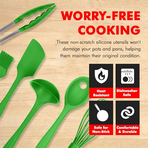 9 Piece Green Premium Silicone Kitchen Tool Set (9 Piece Set / Green)