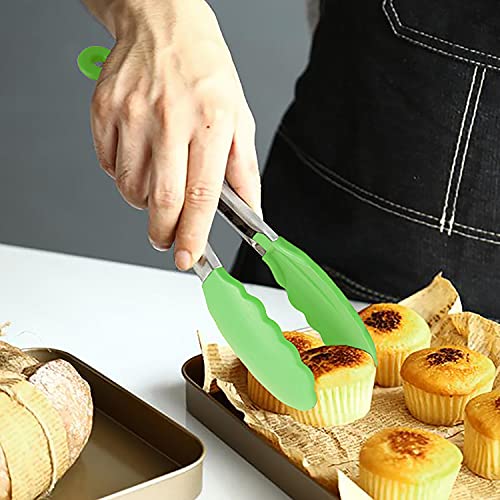 Mini Tongs with Silicone Tips 7" Cooking Tongs (7-Inch / Green)