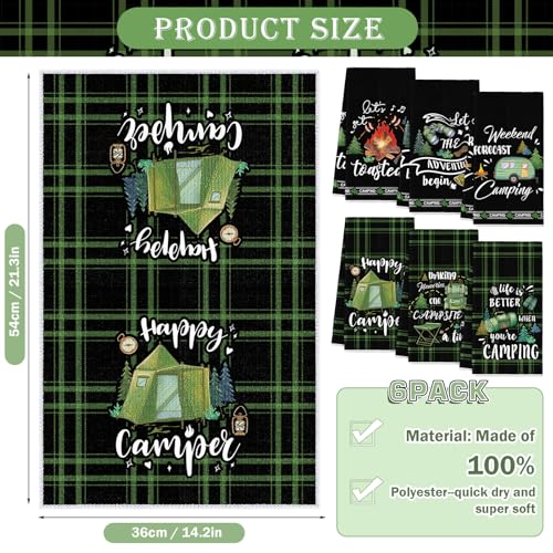 6 Pcs Camping Kitchen Towels Black Absorbent Dishcloth (Camping Kitchen)