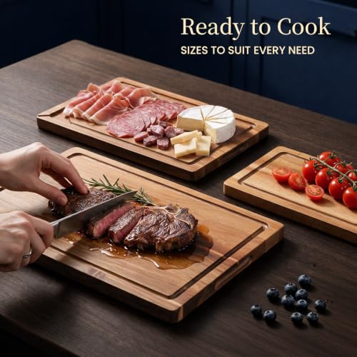 Acacia Wood Cutting Board Set of 3 (3-Piece Set)