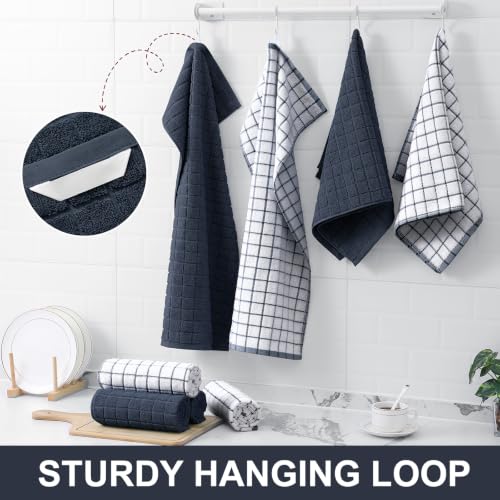 Large Premium Cotton Kitchen Towels 16"x 28" (Dark Grey / 16" X 28" - 6 Pack)