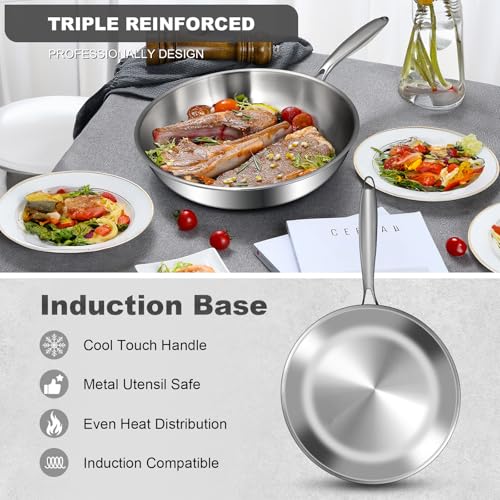 12 Inch Tri Ply Stainless Steel Frying Pan