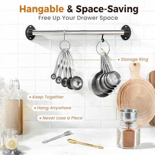 13PCS Stainless Steel Measuring Cups and Spoons Set with Funnel