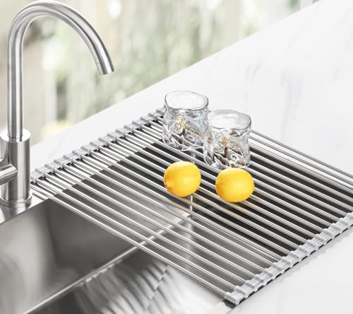 Roll Up Dish Drying Rack Over Sink (Marble / 21 x 15.5 in)
