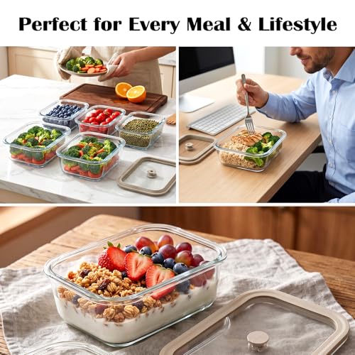 Multi Size Glass Food Storage Containers with Glass Lids (Multi-Size)