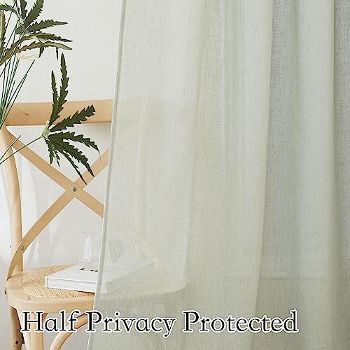 Extra Wide Sheer Curtains for Sliding Patio Door Large Window (Sage Green / 70"W x 84"L (Pack of 2))