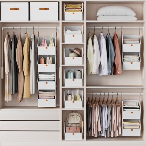 Hanging Closet Organizer 4 Tier (White / 8 shelves)