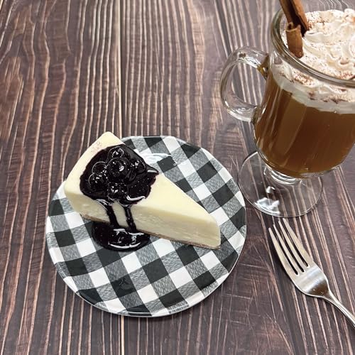 Gingham Melamine Round Dessert Plates (Gingham Black)
