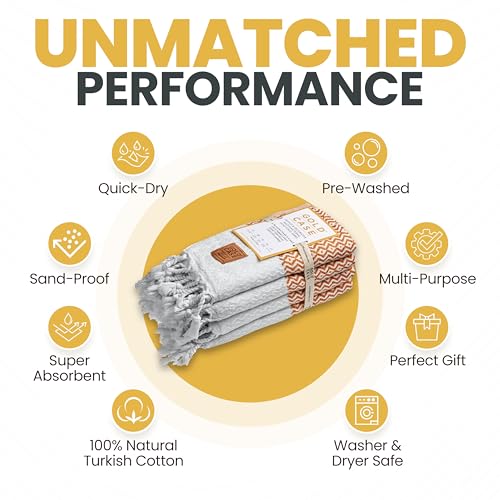 Gold CASE Turkish Hand Towels for Bathroom & Kitchen (Orange / 20x40"-Zeus)