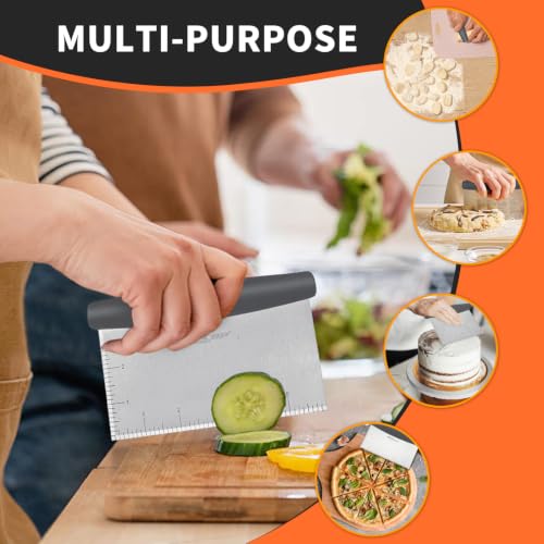 Stainless Steel Bench Scraper & Chopper for Baking (Gray)