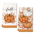 Pumpkin Fall Kitchen Towels Set of 2 for Decor Orange Buffalo Plaid (Orang Pumpkin)